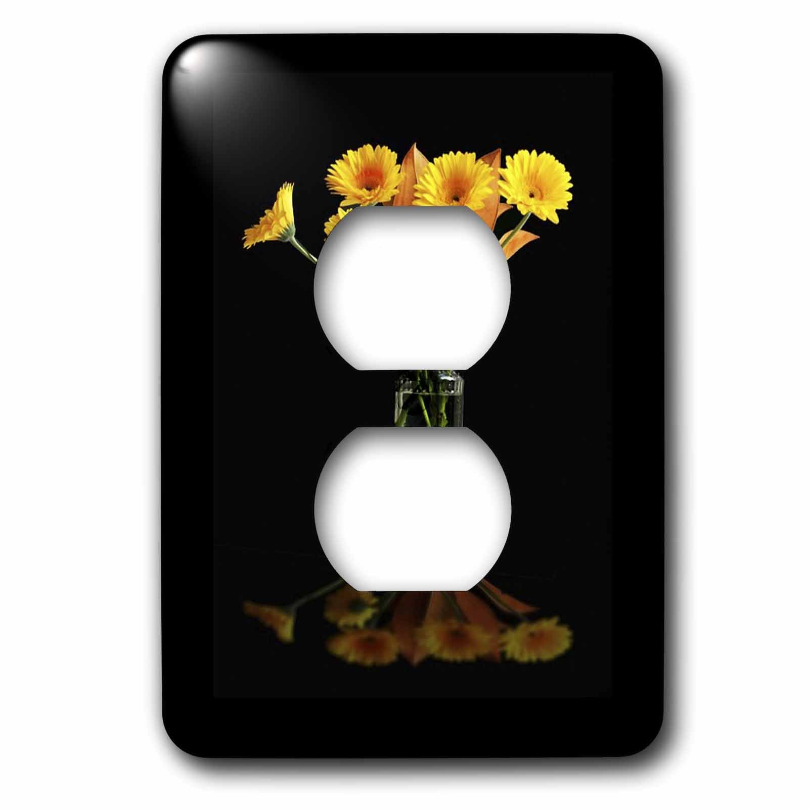 Cache-pot 3dRose LSP_59771_6 floral jaune pour habiller 2 prises murales