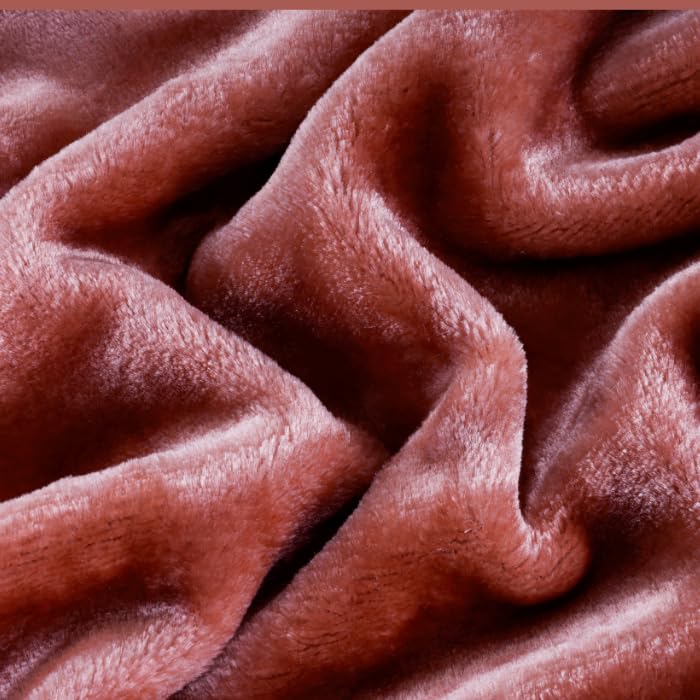 Image of ABRAZO 470 GSM Dual Season Mink Blanket 2.5 KG for AC Room & Mild Winter | Reversible Solid Color | Double Bed 220x240 cm Soft Blanket /Dohar /Quilt /Comforter - Camelia Pink
