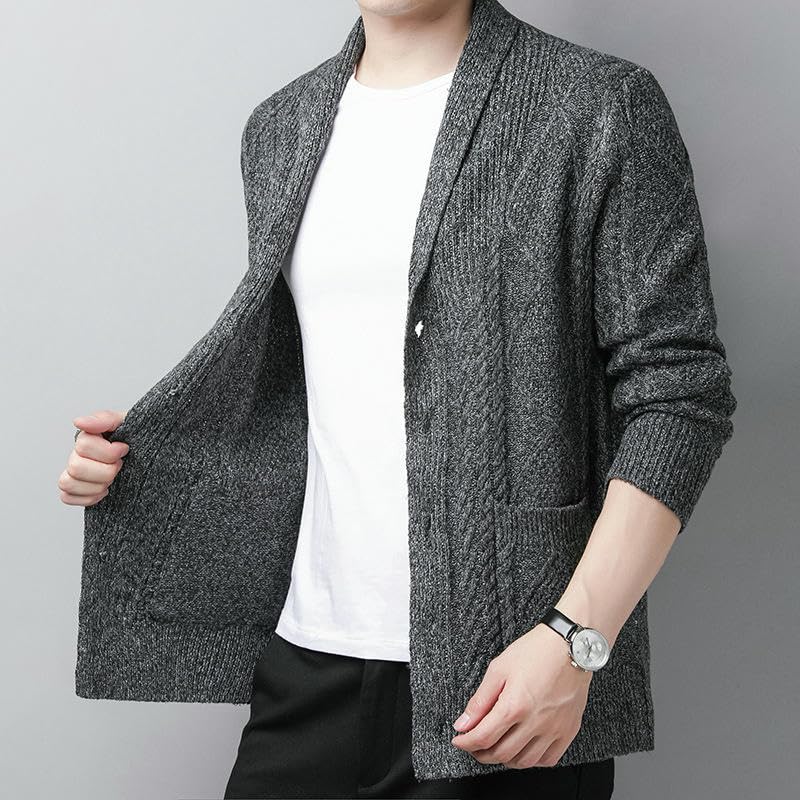 Men's Autumn Long Sleeve Korean Style Casual Solid Color Slim Fit Trendy Knit Cardigan4