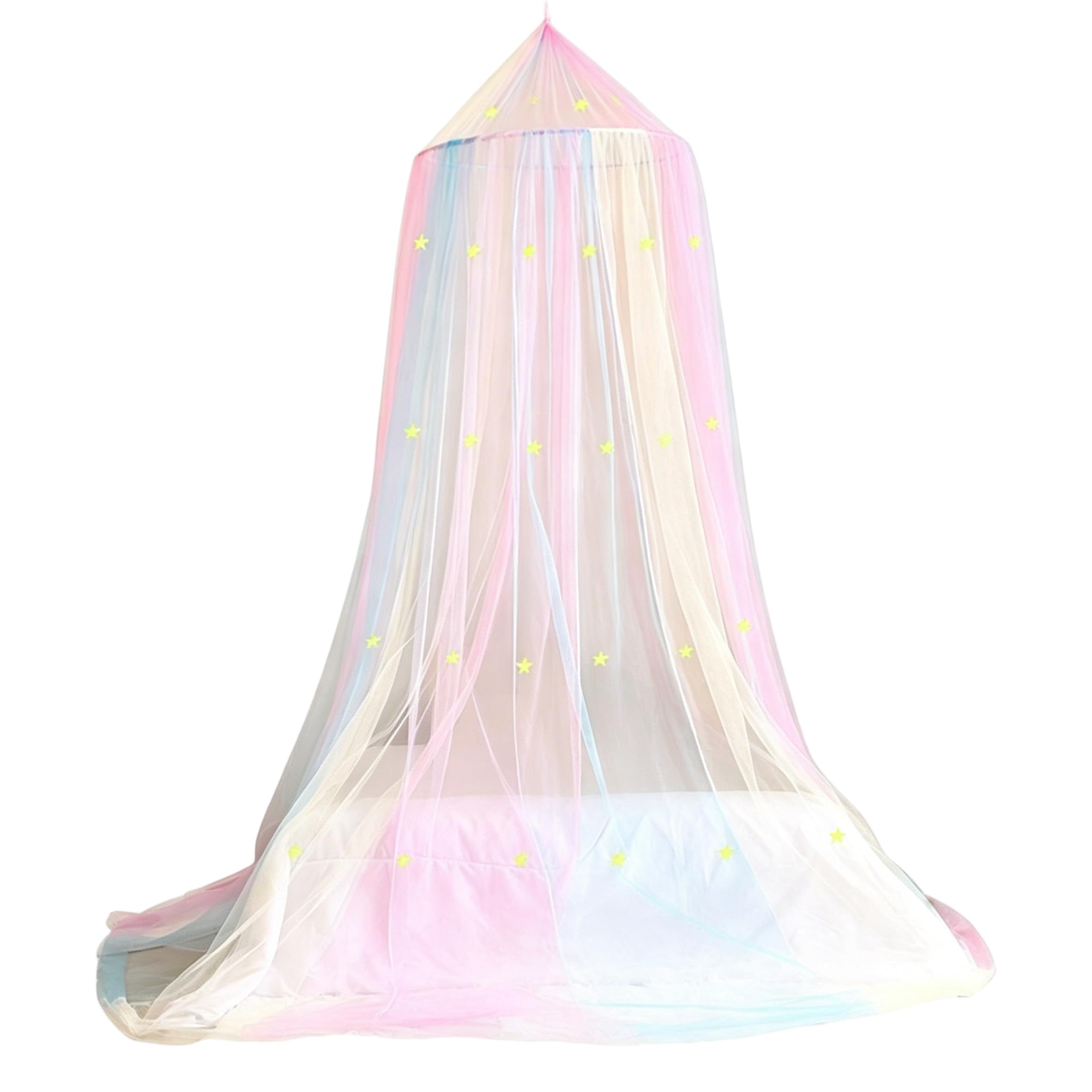 Bed Canopy Kids Bed Canopy with Glow-in-the-Dark Stars Breathable Net for Childrens Room Colorful