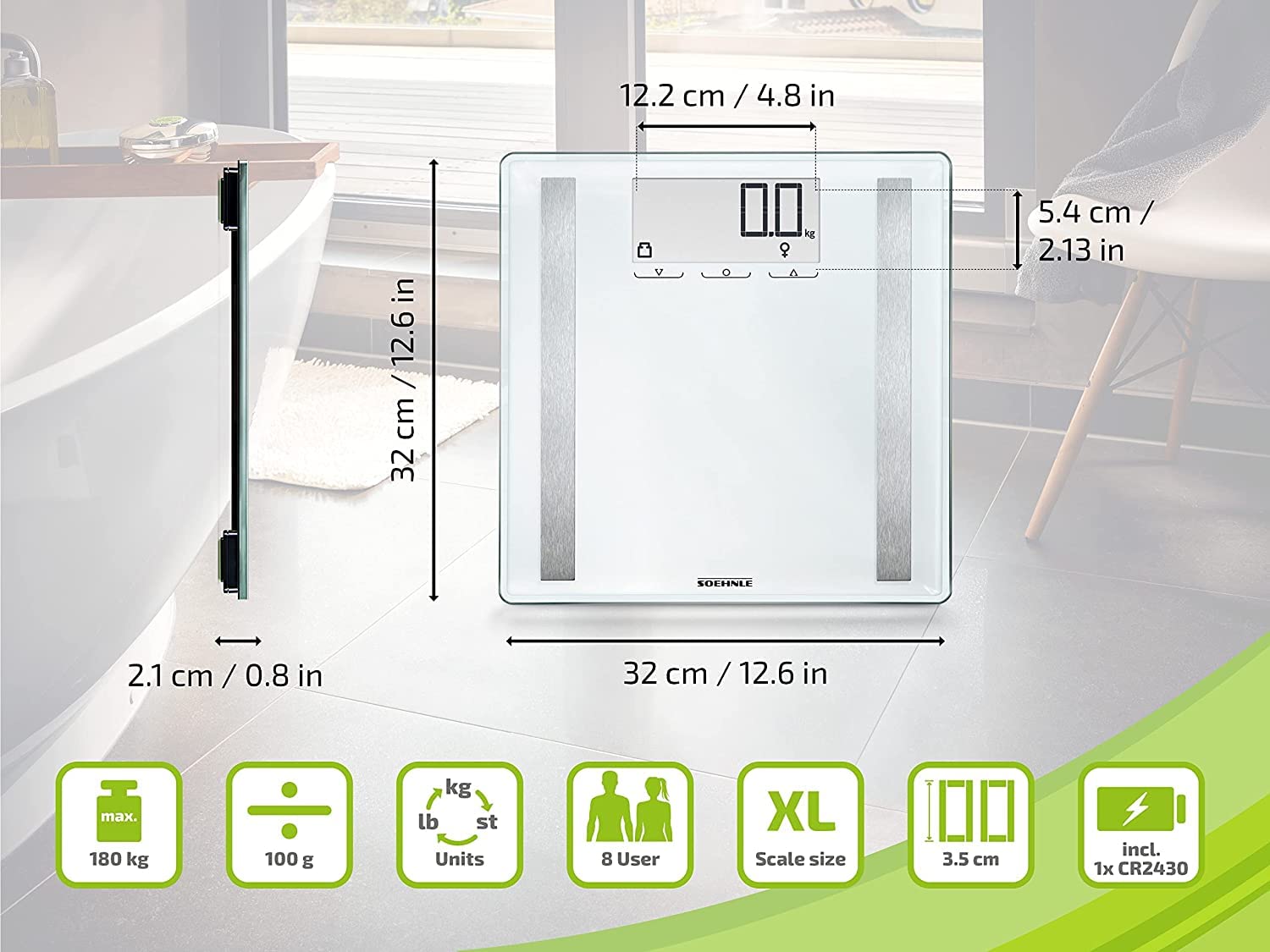 Soehnle Báscula de Análisis Corporal Shape Sense Control 200, 180 kg