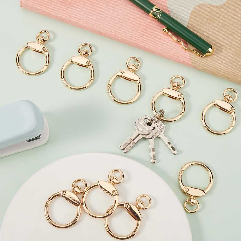GORGECRAFT 12pz Rotondo Girevole Clip Fibbia Moschettoni Lega Occhiello Cerchio Moschettone Clip A Molla O Anello Gancio Chiusura Cancello Oro per Portachiavi Borse Borse Cinture Artigianato Fai Da Te