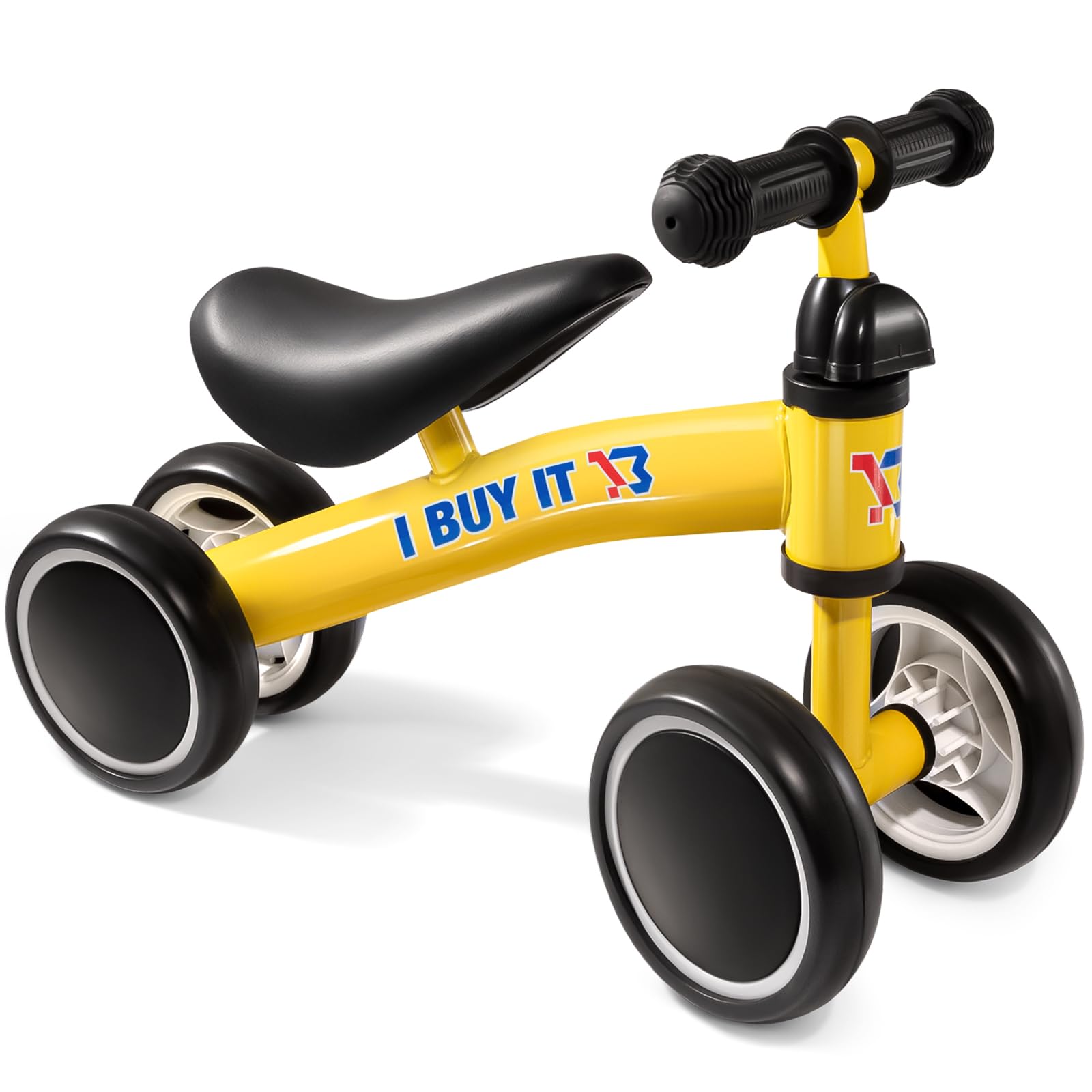 Baby Balance Bike for 1 Year Old, 4 Wheels Lightweight Toddler Bike Indoor Outdoor Baby Ride On Toys No Pedal Bike for 1-2 Year Old Boys and Girls - Yellow
