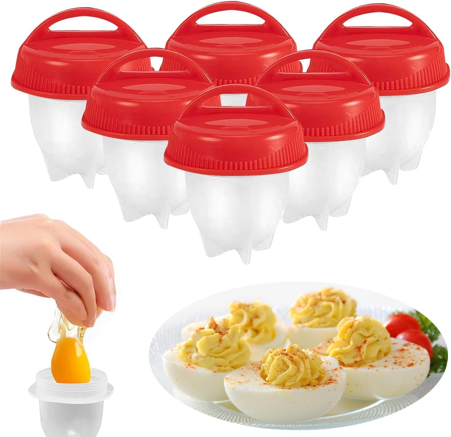 Azonee Silicone Egg Boiler, Cooker, Maker Cooking Box, Shellless Bpa Free Non-Stick Quick Boiler For Boiled Eggs, Mold, Kitchen Gadgets (6 Pcs)