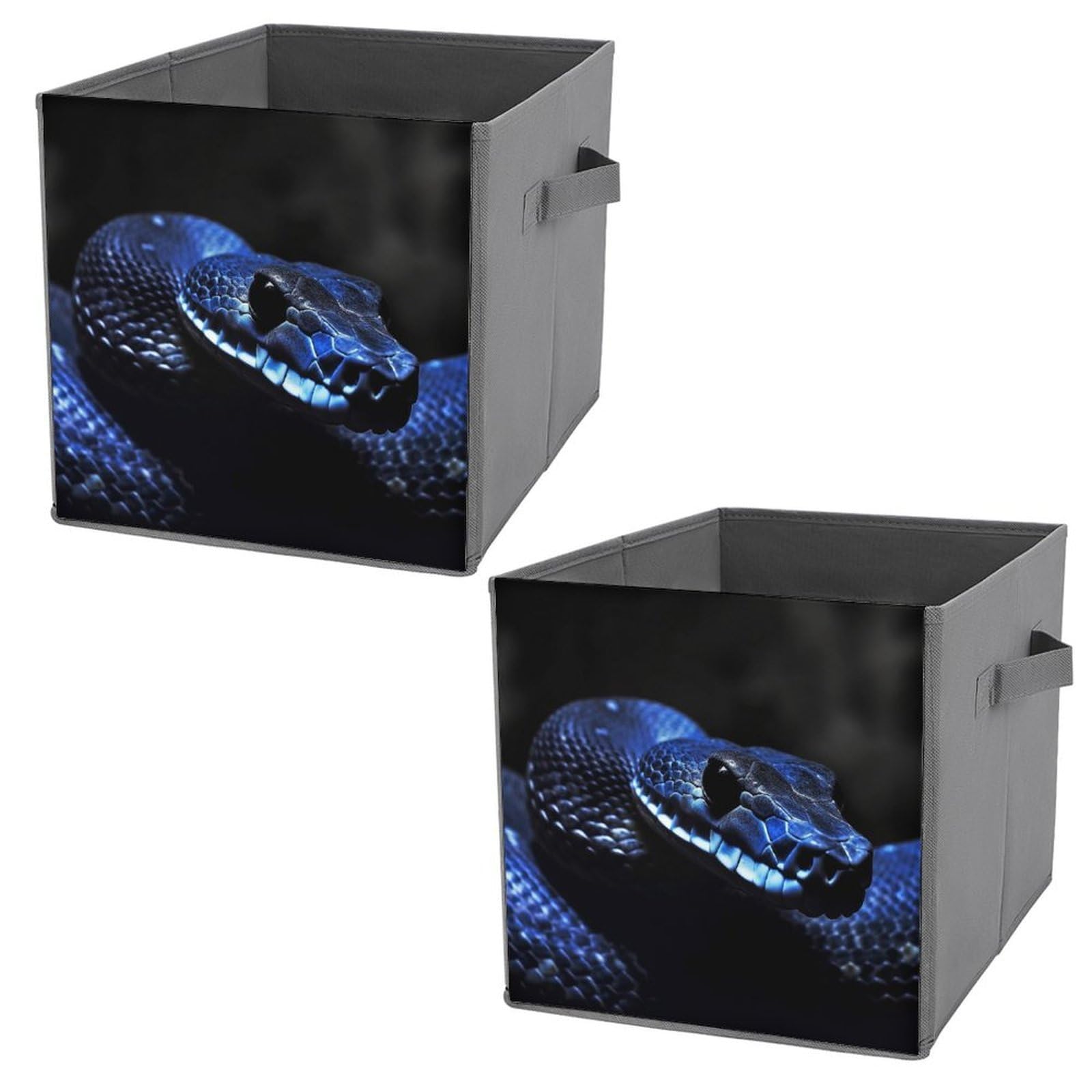 NONHAI Collapsible Storage Bins with Dual Handles Fabric Storage Basket Foldable Cubes Organizer Baskets Blue Snake Storage Boxes for Organizing Clothing Cube Storage Organizer Bins