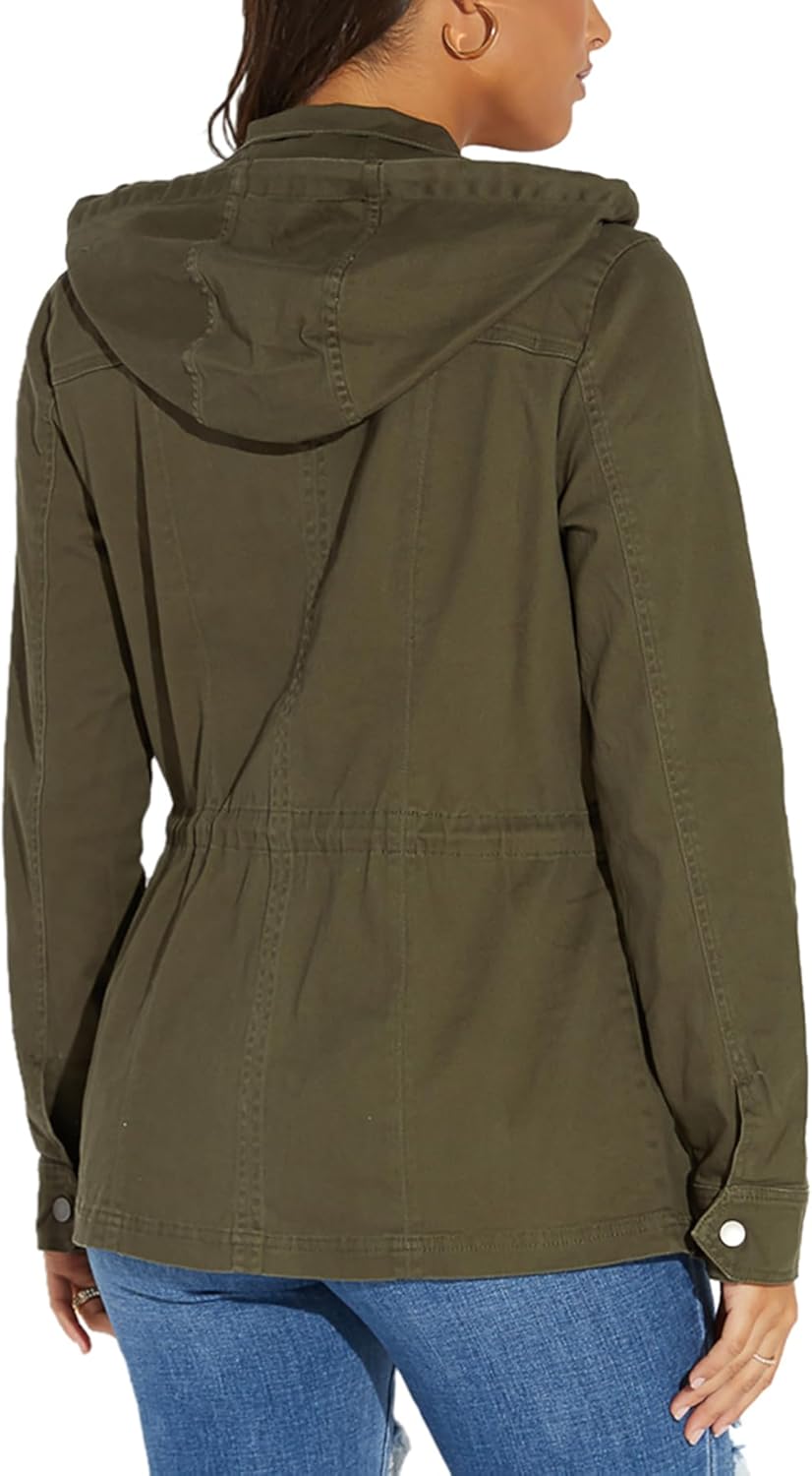 JTNFairy Casual Jackets for Women Long Sleeve Zipper Classic Outwear Bomber Coats Button Up with Pockets - Image 2