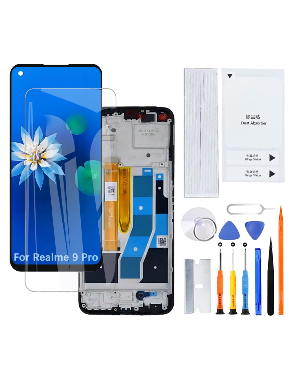 H&LYCYJ Schermo Display per Realme 9 Pro RMX3471 RMX3472 Kit di ricambio LCD con telaio