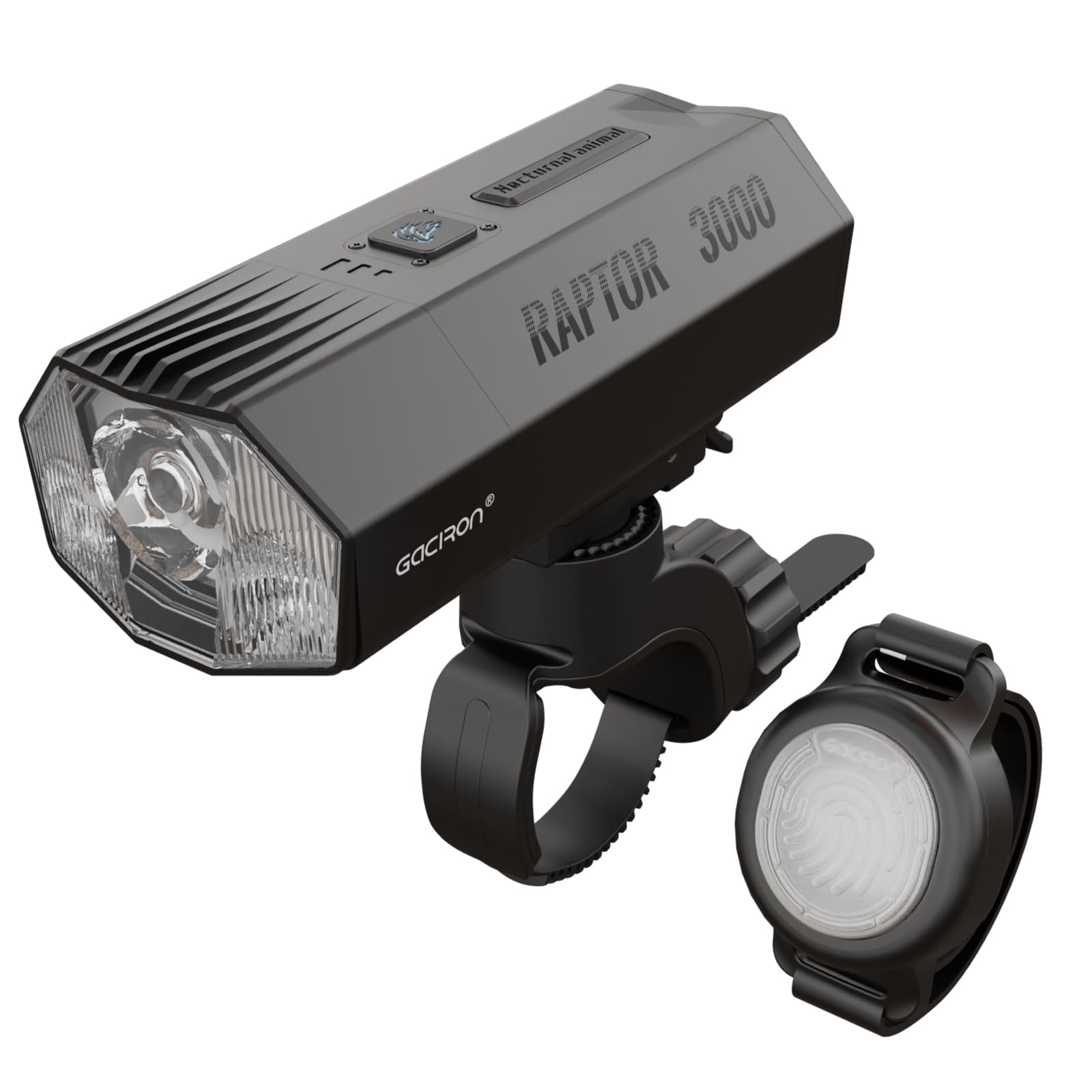 Gaciron RAPTOR Luce Bicicletta Anteriore a doppia fonte luminosa,3000lm 10000mAh luci bicicletta led ricaricabile impermeabile IPX6,Faro anteriore per bicicletta in alluminio con telecomando wireless