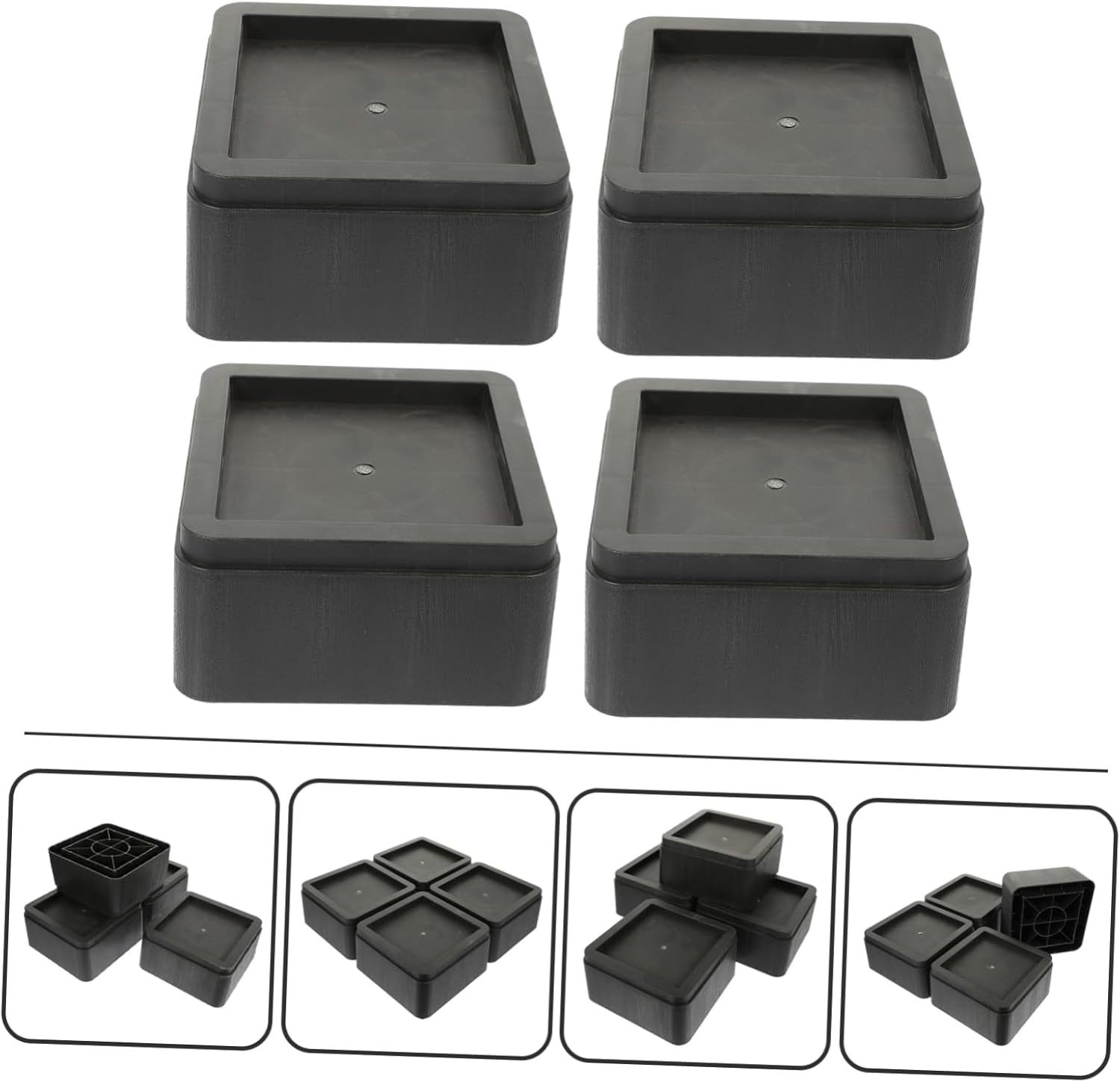 PRETYZOOM 4pcs Bed Riser Pads High for Full Bed Heavy Duty Furniture Risers Rubber Slip Base Table Couch Sofa Foot Pads