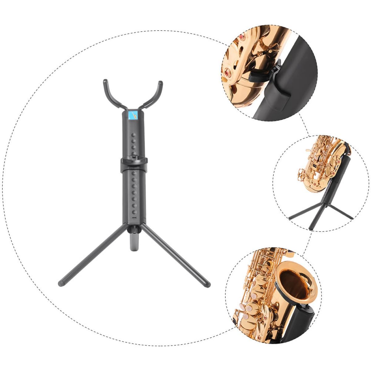 Robuster Tenor Saxophonständer Klappbarem Tragbarem Design Rutschfesten Silikonpolstern zum Schutz Des Instruments Stabiler Saxophonhalter für Zuhause und Musikschule