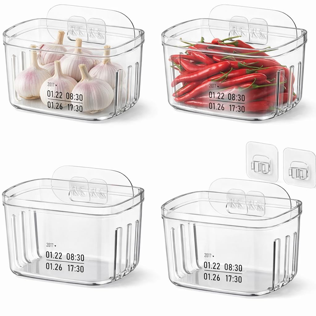 Punorric Cupboard Organiser Set of 4, Kitchen Storage Baskets for Cupboard Door Storage, Wall Basket and Hanging Storage Baskets, Decorative Kitchen Accessories for Vertical Wall Mounted Storage