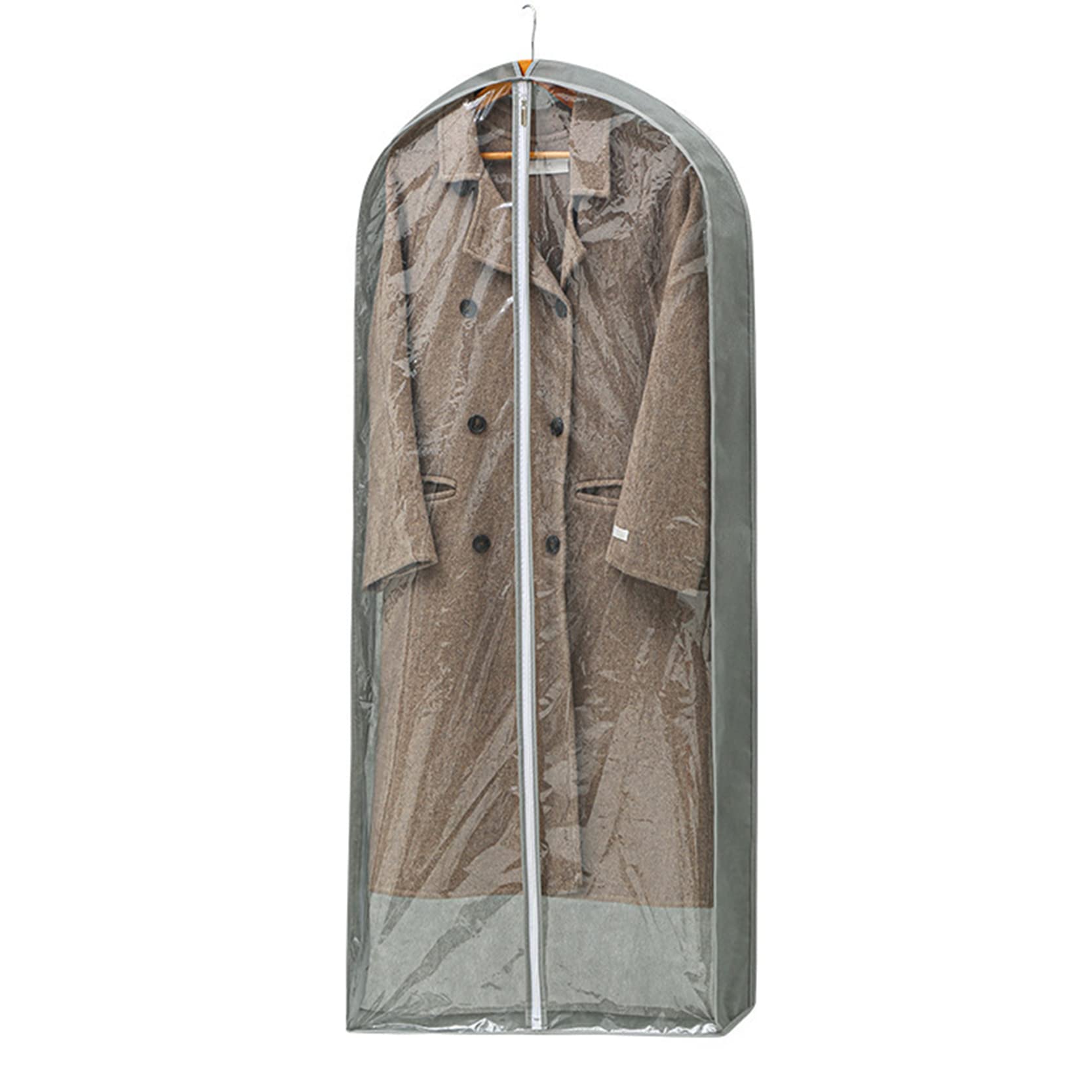 Fundas para Ropa con Cremallera,Paquete de 2 Fundas para Ropa Transpirables a Pra Ropa Colgantes Translúcidas Fundas para Trajes Bolsas Protectoras para Abrigo Vestido Largo,Grey-60x10x130cm