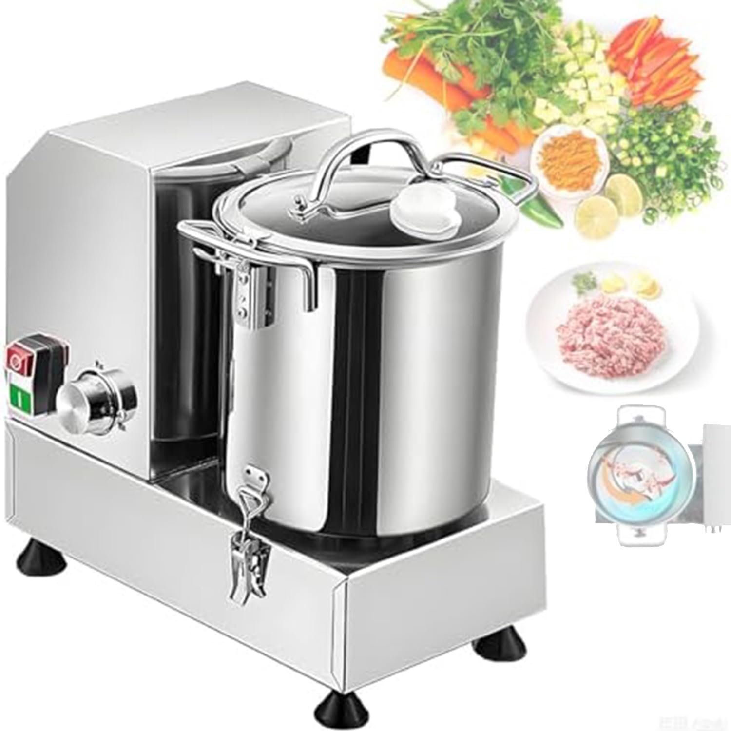 Procesador automático de alimentos con cuchillas en forma de S, picador de verduras de gran capacidad de 6 L para picar verduras, frutas, granos y frutos secos
