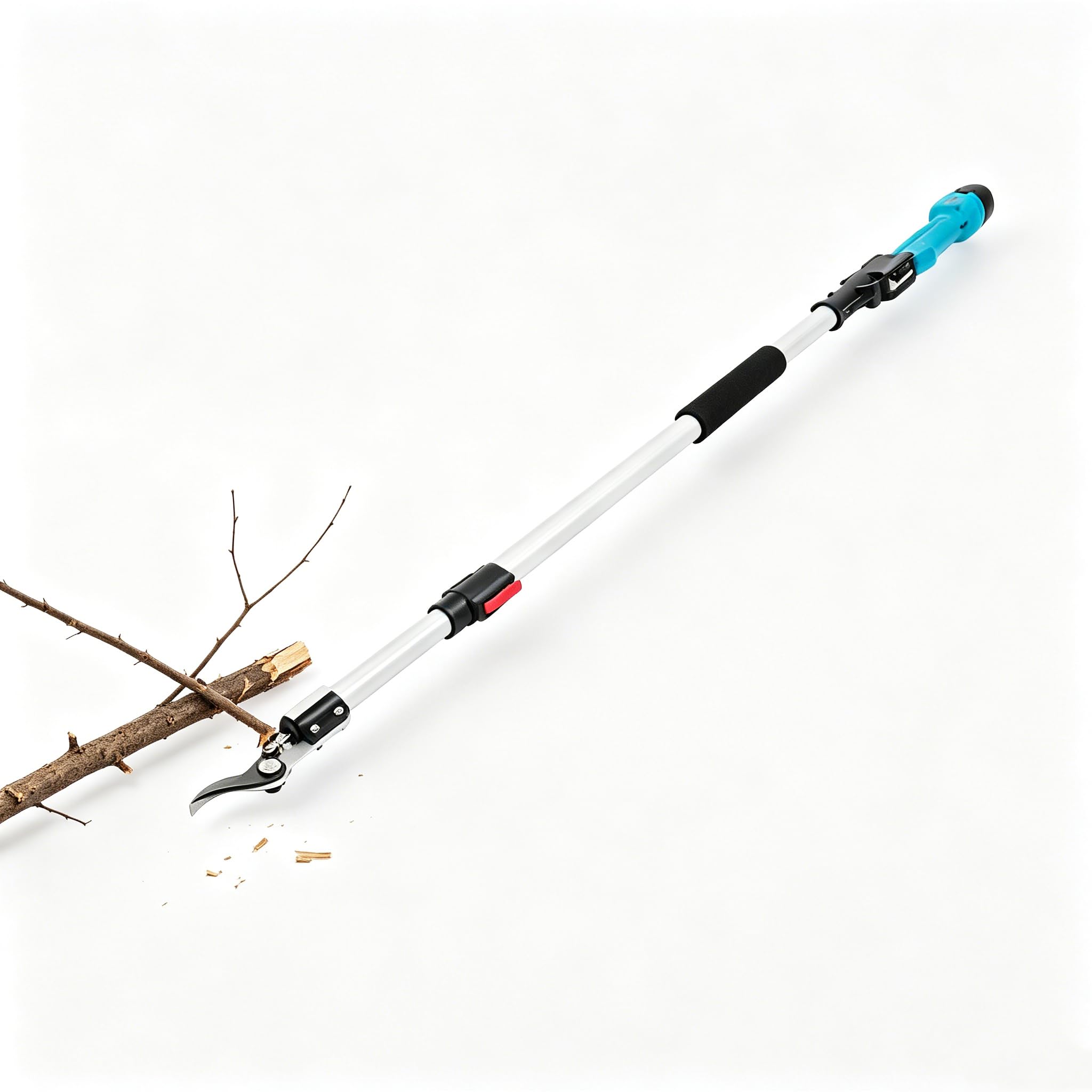Tijeras de podar telescópicas con batería, 1,44 – 2 m, cuchillas cortasetos con dispositivo de seguridad, rango de corte de 0 – 25 mm, cortador de setos, tijeras de podar, desbrozadora para