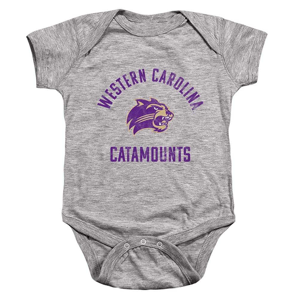 Western Carolina University Official Catamounts Logo Unisex Infant Snap Suit for Baby,Athletic Heather, 18 Months