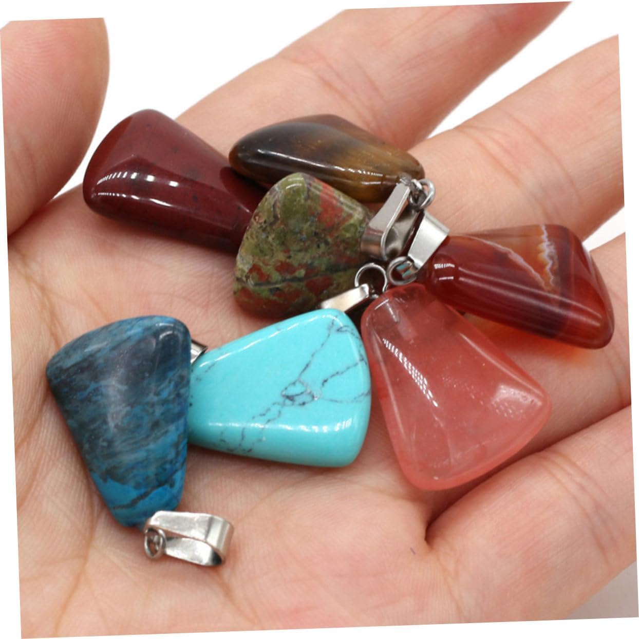 NUOBESTY 20pcs Natural Pendant Jewelry Making Accessories for Necklaces Bracelets Earrings Random Colors Half-gemstone Charms for Creative Craft Projects