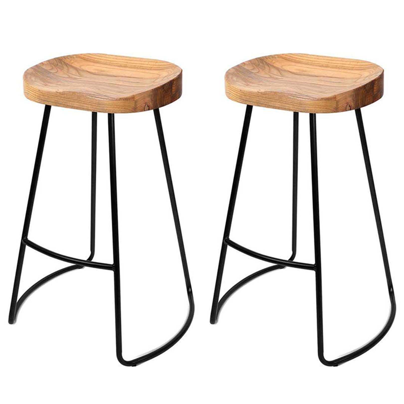 Taburetes de Bares, taburetes de Cocina, Juego de 2 sillas de Barras Altas con Marco de Hierro, Asiento de Alto Asiento de 65/75 cm, ensamblaje fácil, Industrial rústico