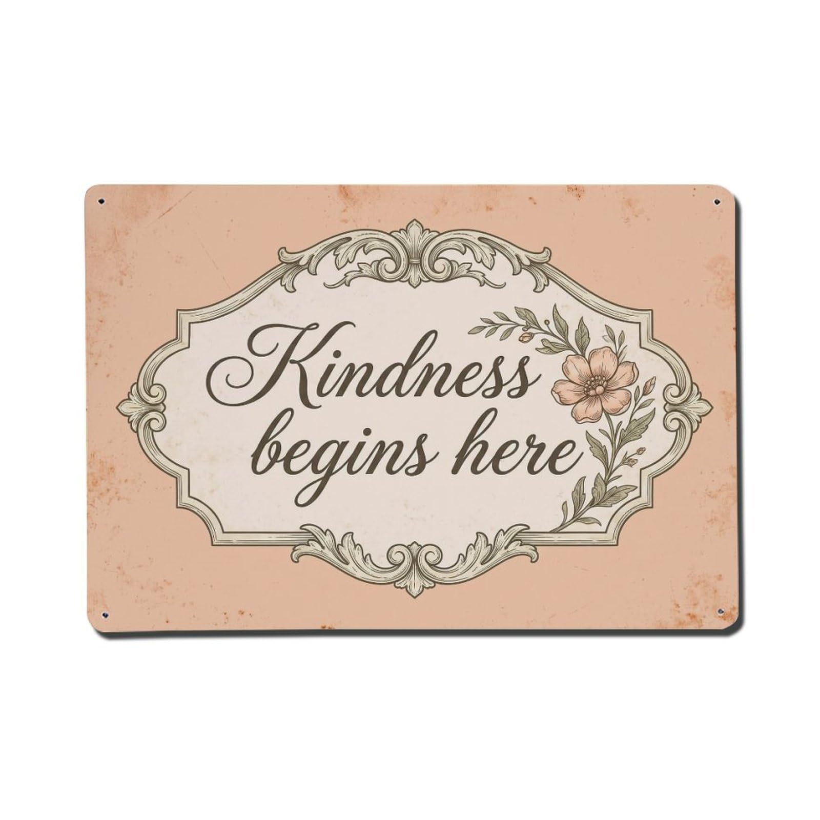Olhnbad Style Kindness Begins Here Positive Saying Metal Tin Sign