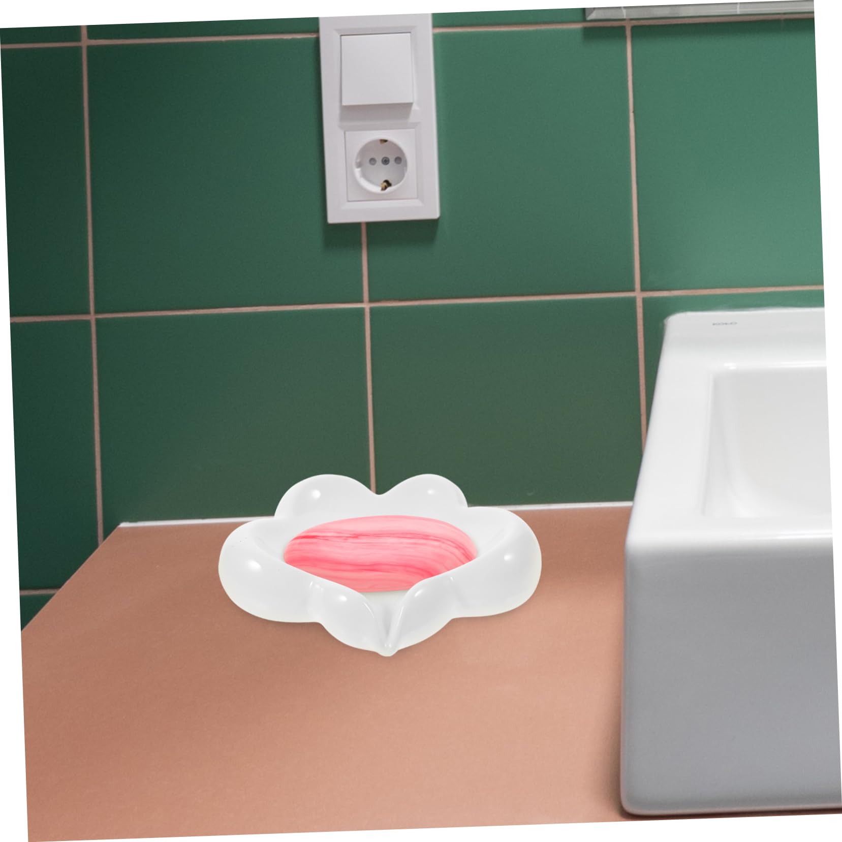 Jabonera de Porcelana en Forma de Nube de Color Claro para Baño