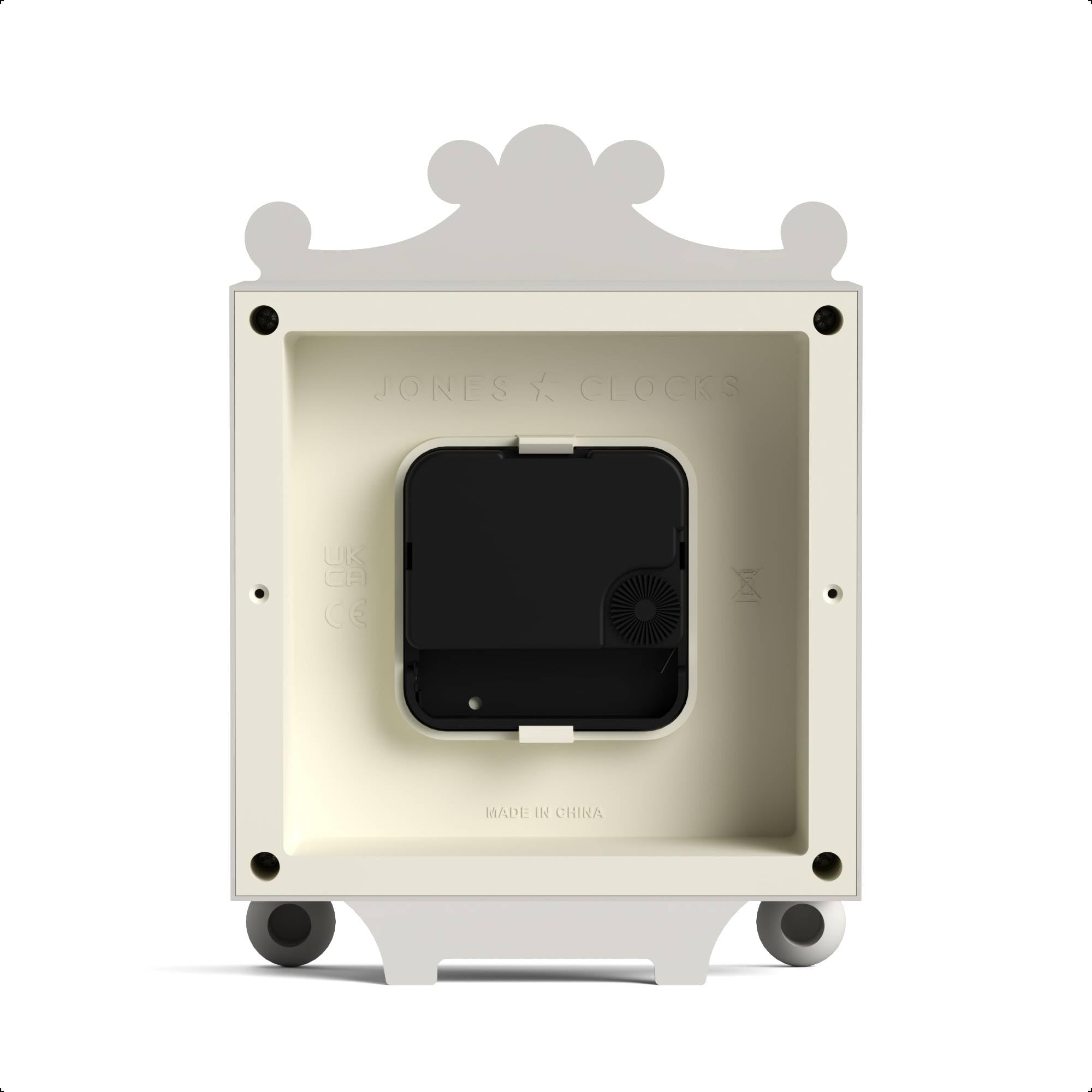 JONES CLOCKS® Parlour Kaminsimsuhr | Kleine Klassische kutschenuhr | Blassgrau | Elegantes, quadratisches dekorationsgehäuse, perfekt für kaminsims, Regal, Tisch oder nachtschnecke