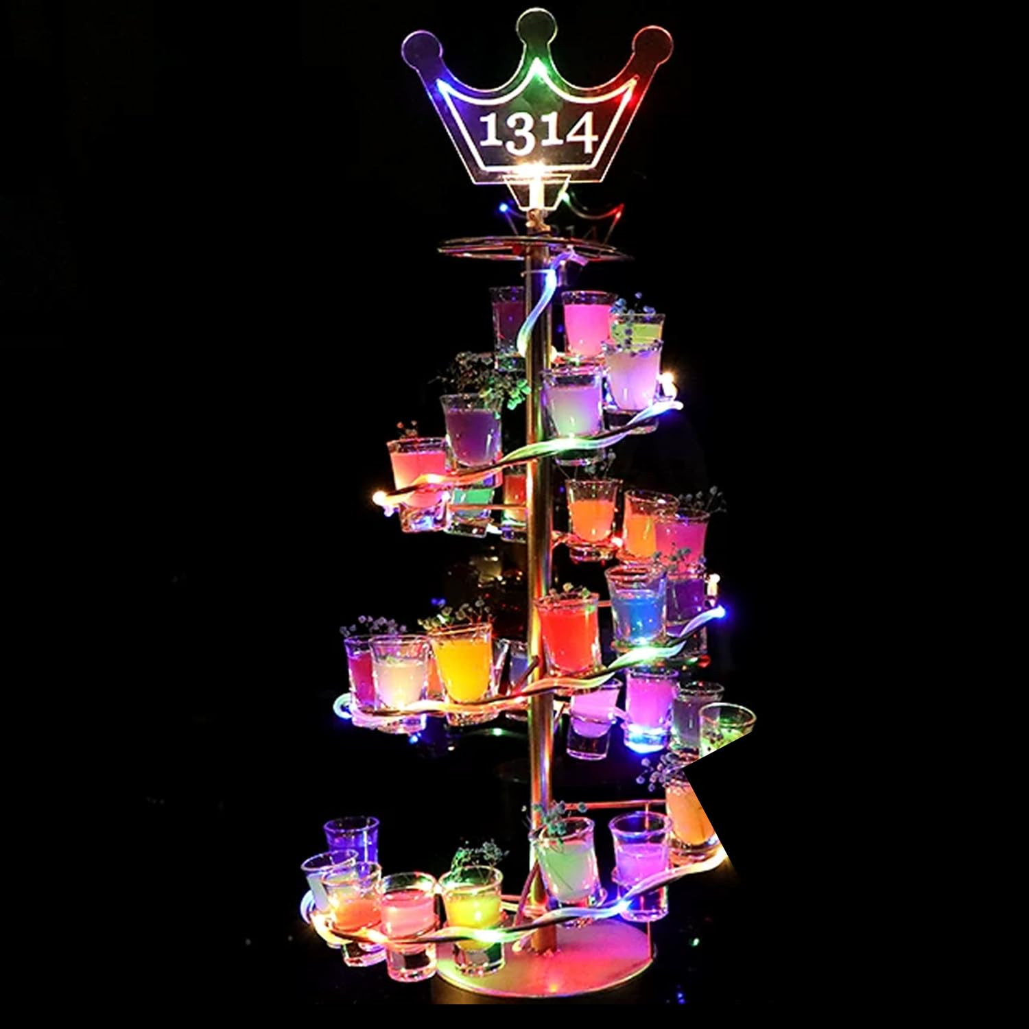 Rechargeable LED Wine Glass Display Stand,Shot Glass Holder Display Stand J