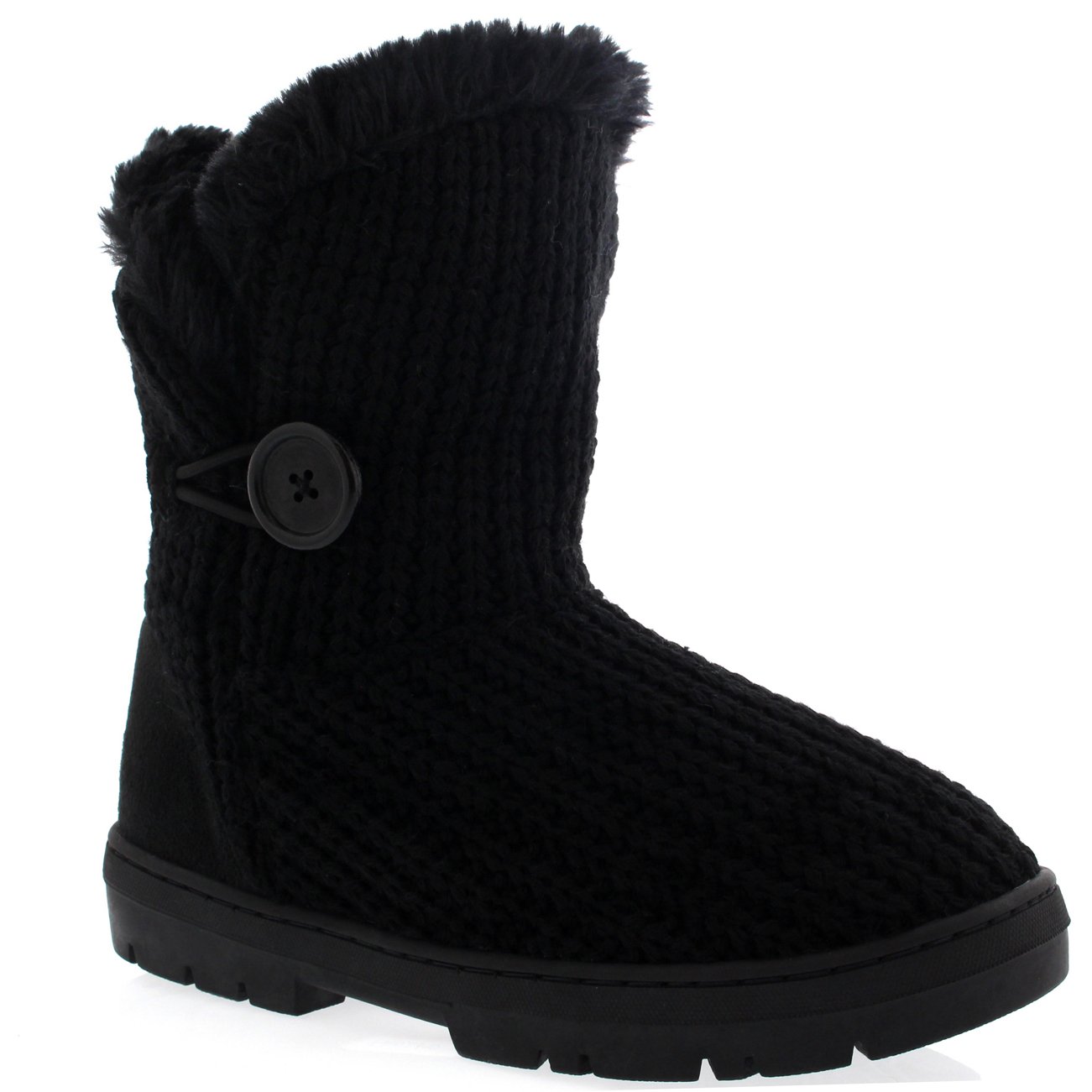 Holly Womens Single Button Waterproof Winter Snow Boots - 6 - BLK39 EA0260