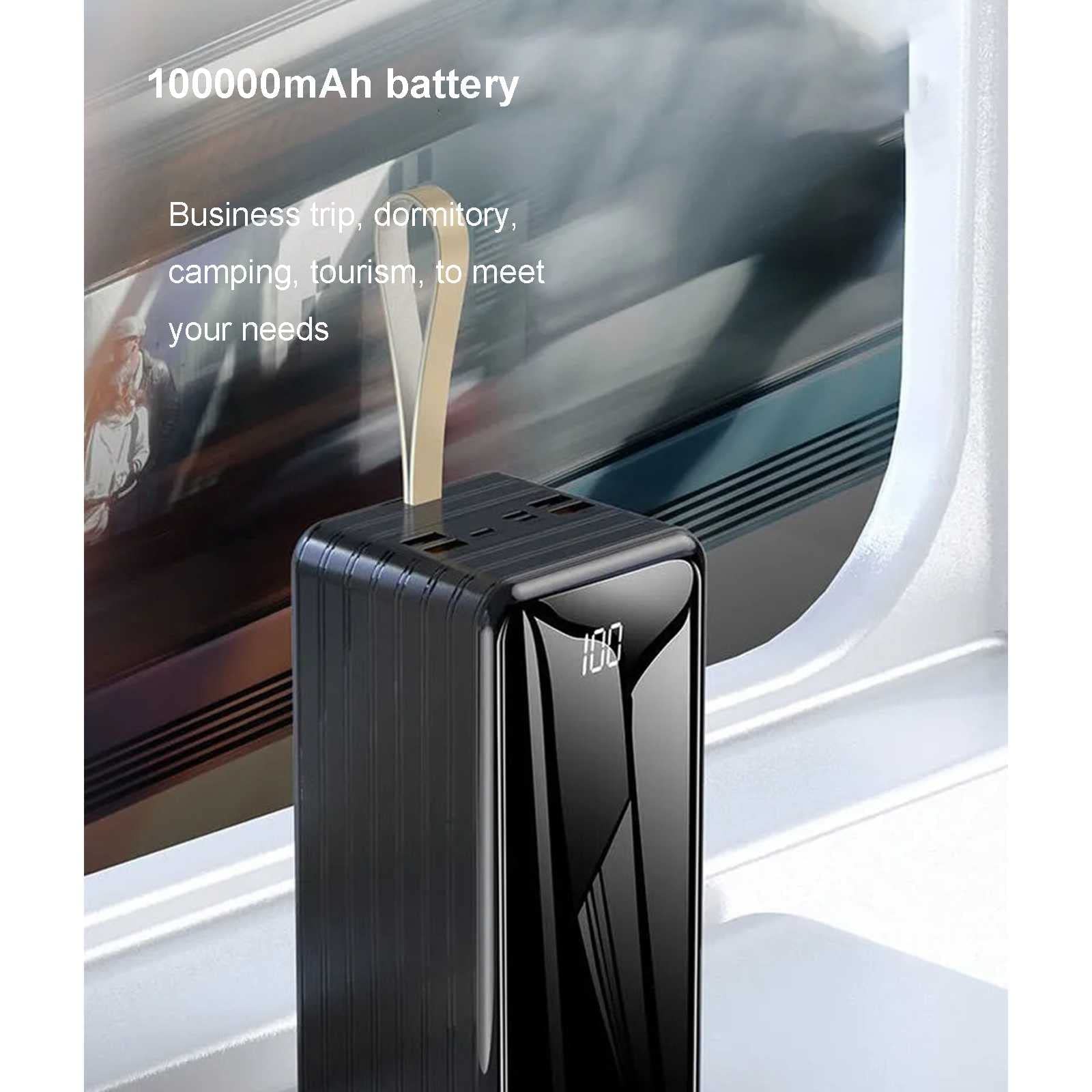 Caricatore portatile Power Bank Batteria esterna a ricarica rapida Power Bank 80000/100000Mah Caricabatterie portatile Batteria esterna con display digitale LCD 3 Ingressi 4 Uscite Ricarica