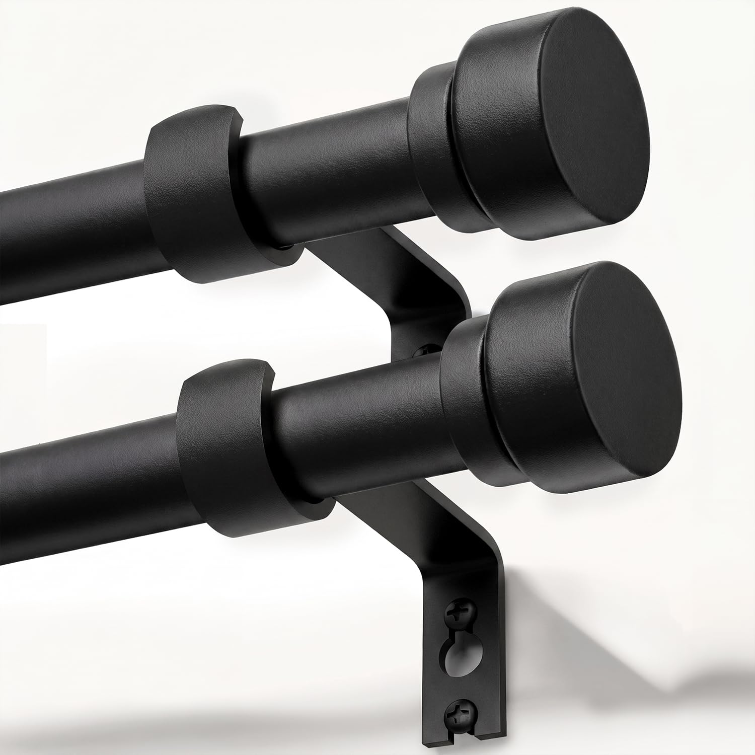 Lootkell 2 Pack Matte Black Curtain Rods for Windows 66-120 Adjustable