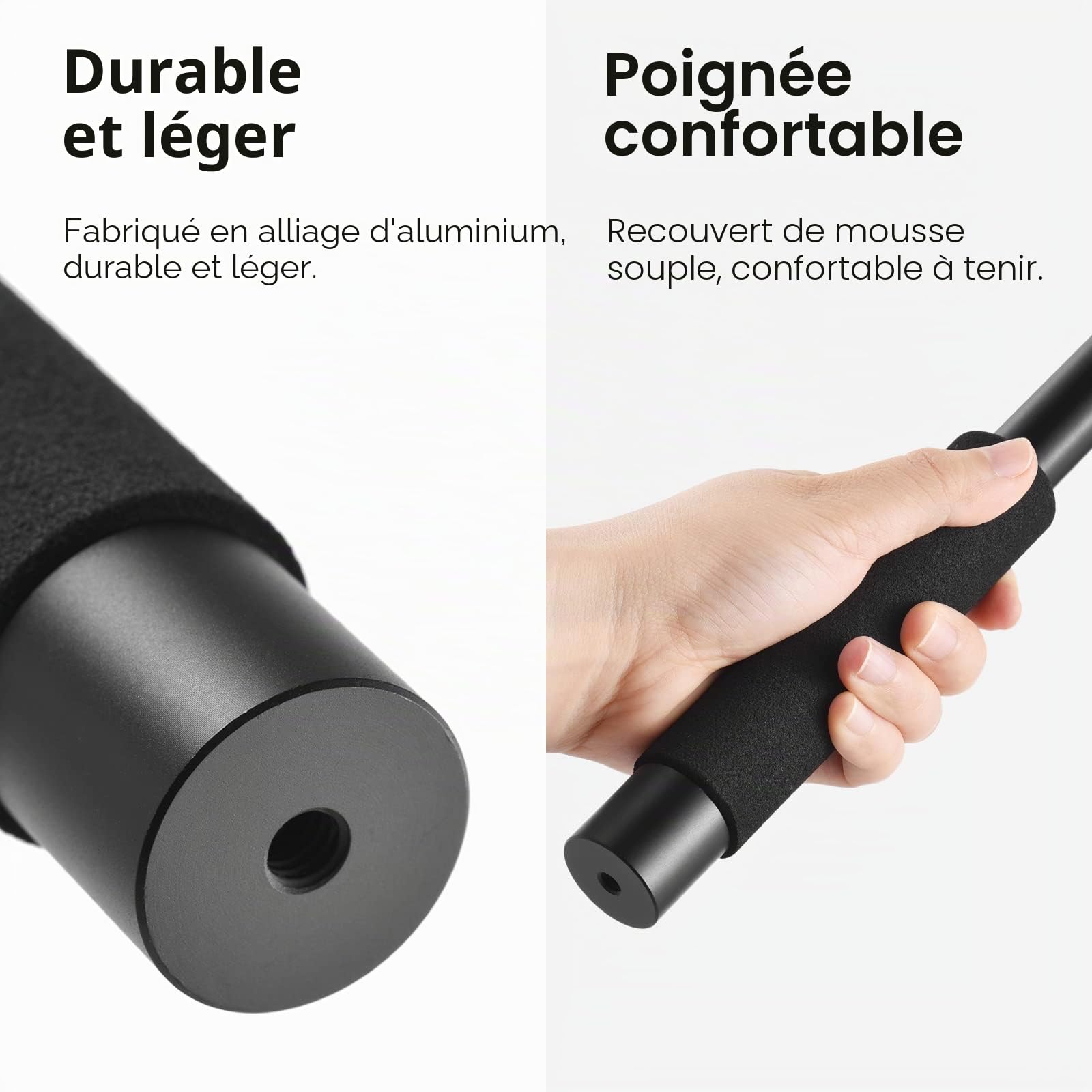 Andoer Bras de Microphone à Main Bras de Micro Extensible à 6 Sections en Alliage d'Aluminium Perche pour Microphones Vis et Filetage 1/4 Pouce avec Serrures en Mousse Twist Locks Longueur Réglable