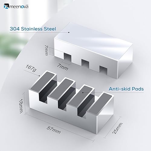 Miniatura 8 de Meenova Soporte de cable con peso de acero inoxidable 304 para mesita de noche, gestión de organizador de cables, diseño de 3 agujeros, accesorio de