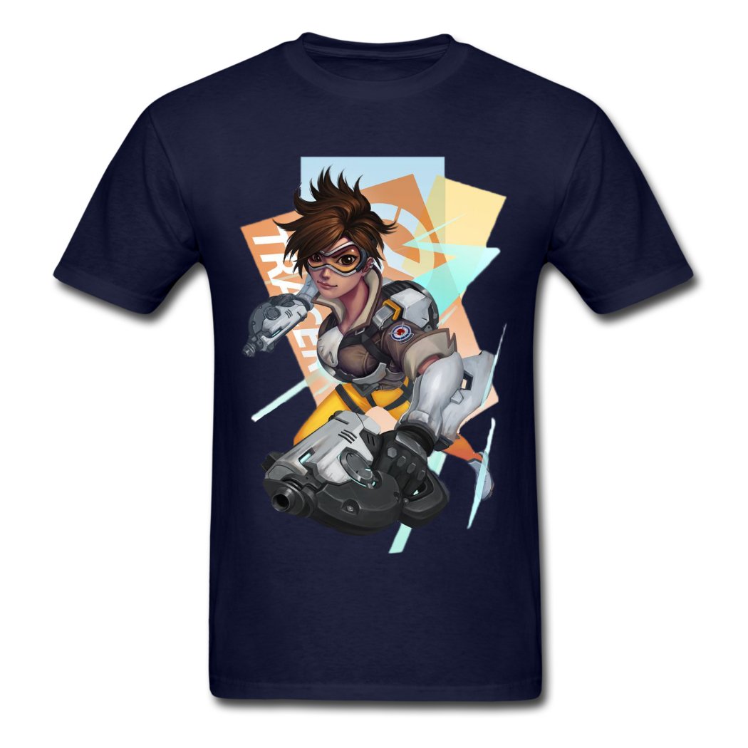 BEOLD Cheap and Fine Overwatch Tracer Art Navy Men's T-Shirt. Small