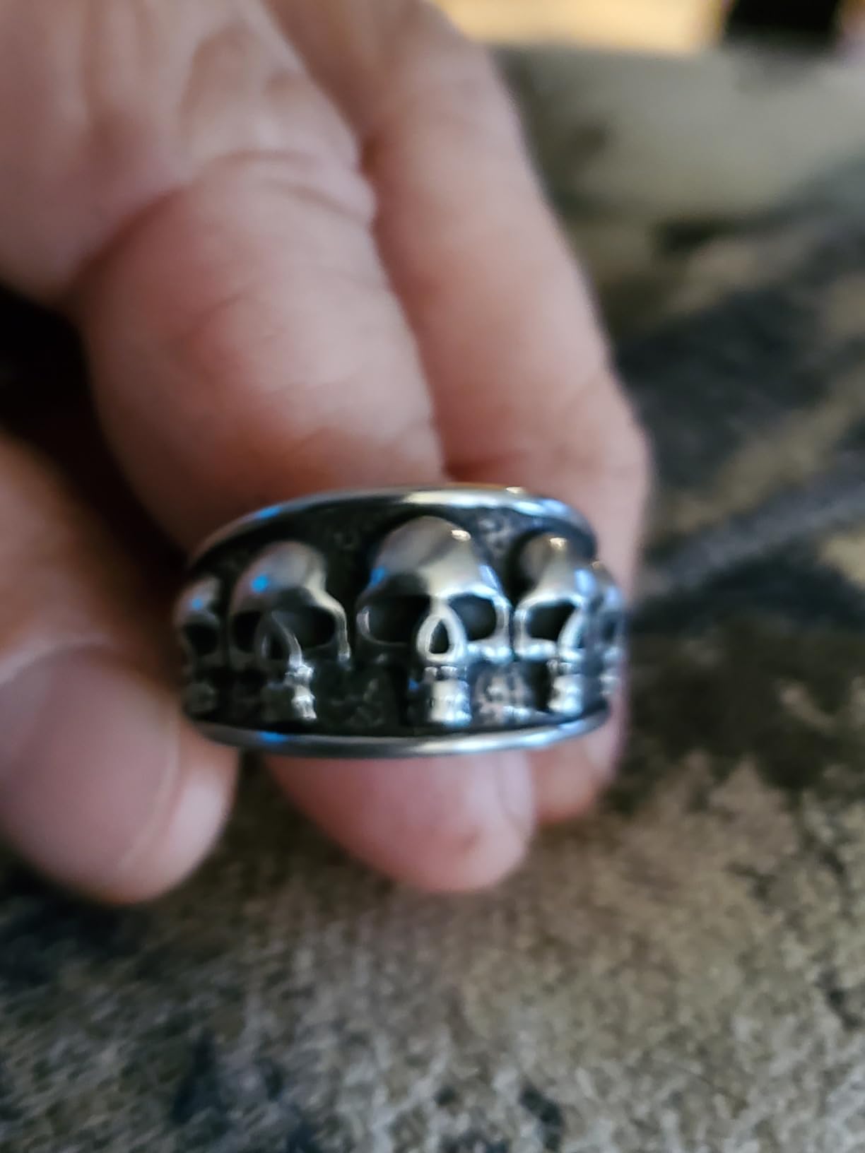 Jude Jewelers Stainless Steel Gothic Skull Statement Ring - Vintage Skeleton Design With Cubic Zirconia, Biker & Halloween Style - View #8