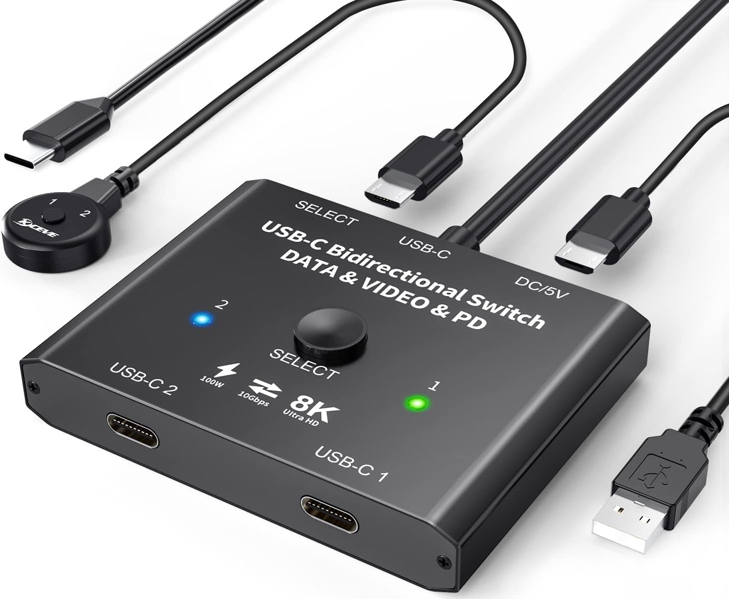 USB C Switch,Bi-Directional USB C Switcher 2 Computers,USB C Switch 2 in 1 Out,USB Type C KVM Switch 8K@30Hz 4K@120Hz Video/10Gbps Data Transfer/PD100W Charging,No Compatible with Docking Station-image-37