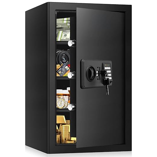 Fire Resistant Safe with Combination Lock, 2.2 Cubic Security Home Safe with Removable Shelf, Digital Lock Safe for Money Pistols Ammunition Medicines Documents