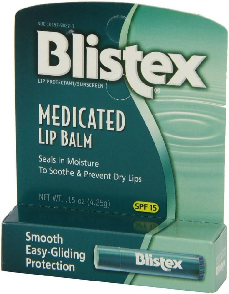 Blistex Medicated Lip Balm with SPF 15 for Dryness, Chapping and Soothes Irritated Lips, 0.15oz - Pack of 6