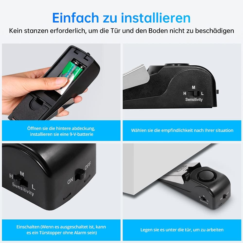 Sichere Dein Zuhause: Top 5 Alarm-Systeme für Türen und Fenster 7 TOWODE Türkeil-Alarm 120 dB (2er-Pack)