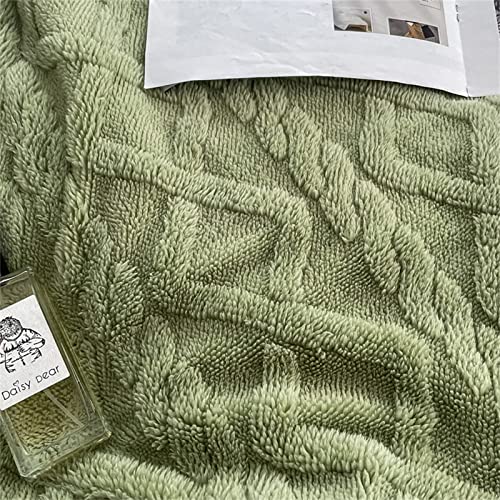 Fleece Plush Throw Blanket, Green Tufted Striped Pattern Fuzzy Sherpa Bed Throw, Soft Fluffy Warm Winter Blanket For Bed Sofa Couch Car 50X60 Inches #TOP3