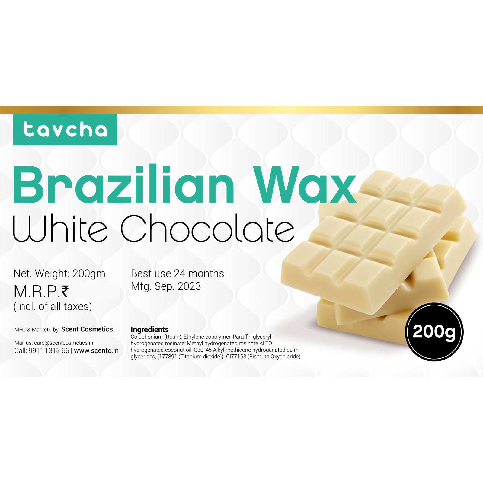 tavcha Brazilian White Chocolate Stripless Wax (200 Gm), Wax for Full Face And Full Body Parts Hair Removal, Ideal for Smooth, Soft Skin and Long Lasting Results