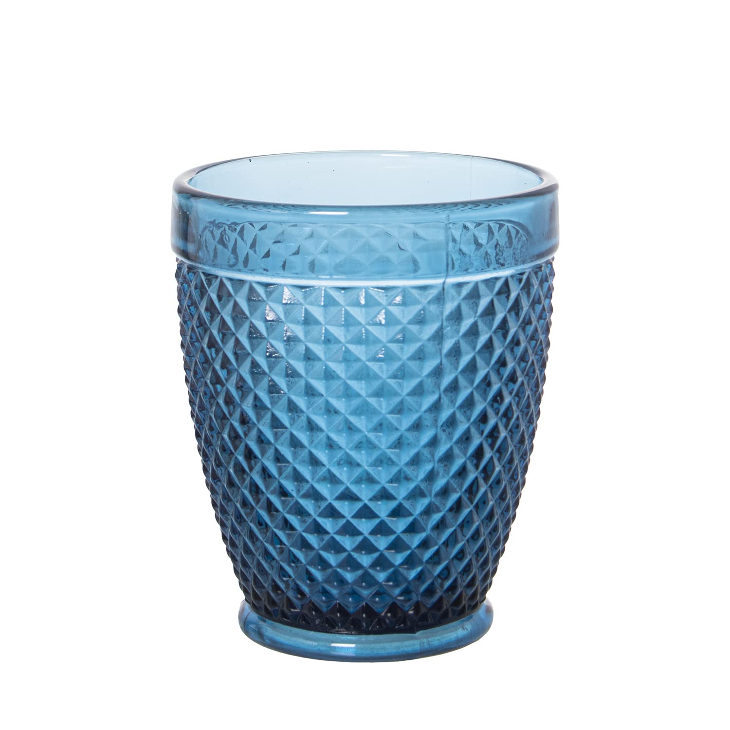 Vasos Bajos de Cristal Azul de 300ml 9x10,5cm Set de 6 Piezas