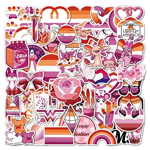 60 Stück Pride LGBTQ Sticker - Wasserdicht Vinyl Graffiti Regenbogen Accessoires für Laptop, Wasserflaschen, Fahrrad, Skateboard