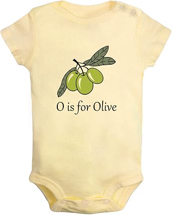 iDzn O is for Olive Funny Rompers, Newborn Baby Bodysuits, Infant Cute Jumpsuits, 0-24 Months Babies One-Piece Outfits