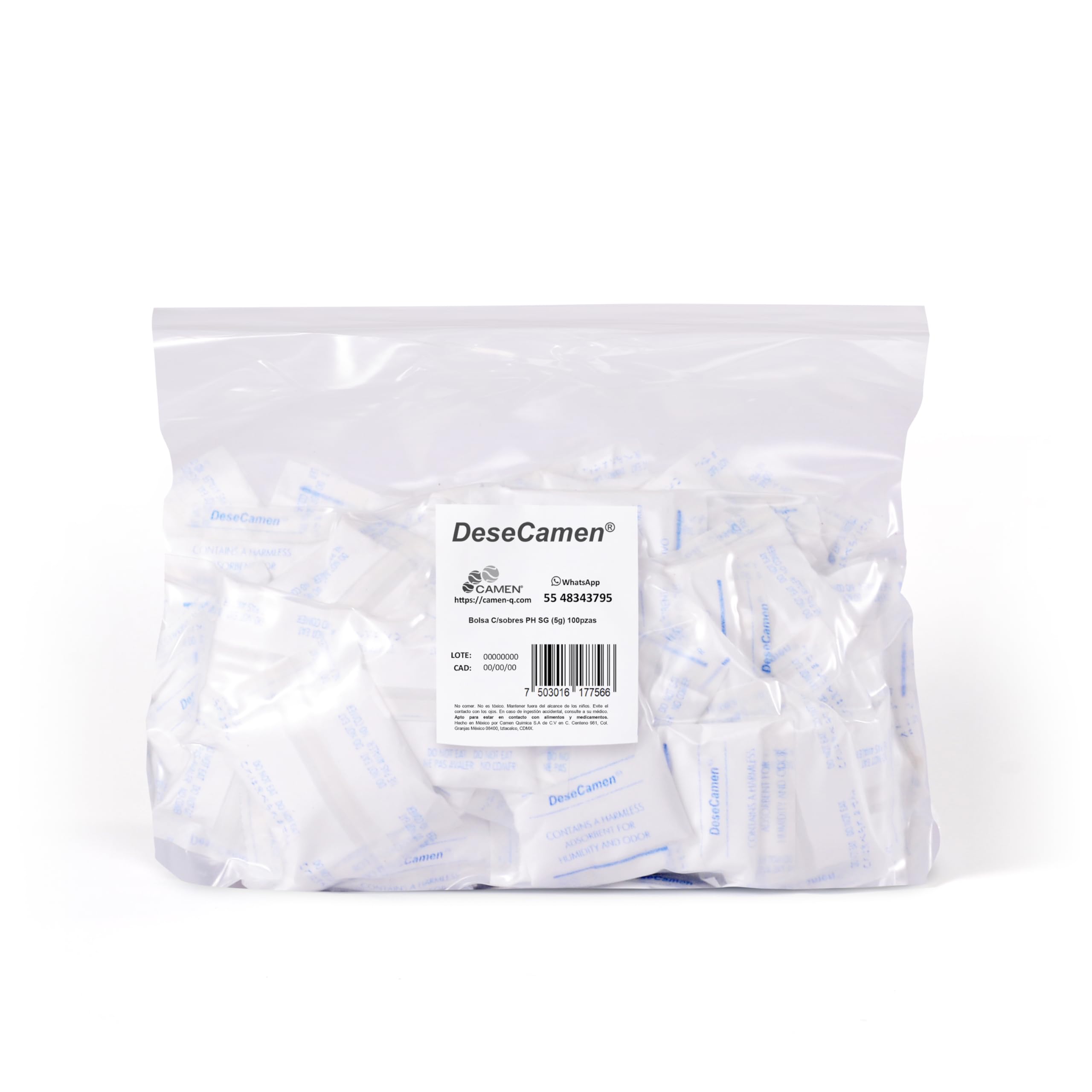Desecamen - Bustine silice (100 pezzi - 5g) 500 grammi - Silice gel - Deumidificatore - Pacchetti Disseccanti - Assorbiumidità - inodore - non tossico