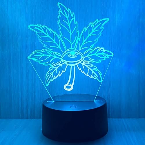 Miniatura 5 de Yooce 420 Leaf 3D LED Table Lamp Night Light Optical Visual Illusion Home Decor Lighting