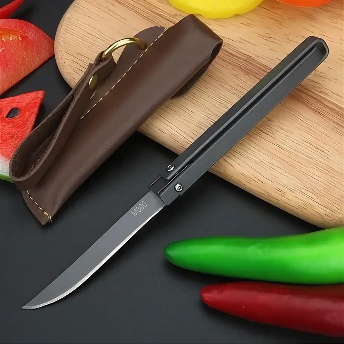 XPEX 2 in 1 Coltello Pieghevole Multiuso per Funghi in Acciaio Inox, Micologico con Rompivetro e Serramanico da Campeggio (Nero)