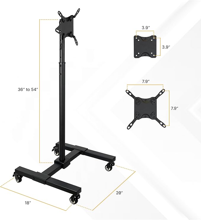 Soporte para TV Móvil Mount-It! con Ruedas con Freno Altura Ajustable miniatura 9