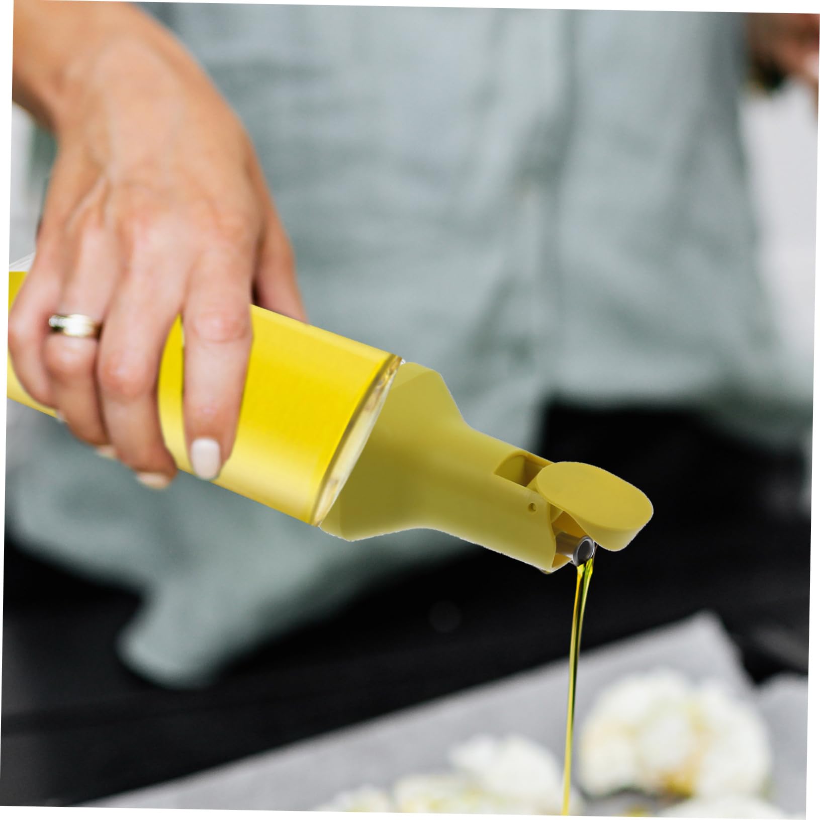 PRETYZOOM Dispenser Olio e Aceto in Vetro Trasparente Ugello in Silicone Antigoccia, Bottiglie da Cucina per Condimenti, Set da 2 Pezzi per Uso Domestico e Ristorazione