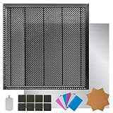 Cama láser de panal (17.3 x 17.3 x 0.8 pulgadas), material de corte láser con placa de aluminio, mesa de panal de abeja de acero para corte y grabado láser, rejilla láser de accesorios de grabador.