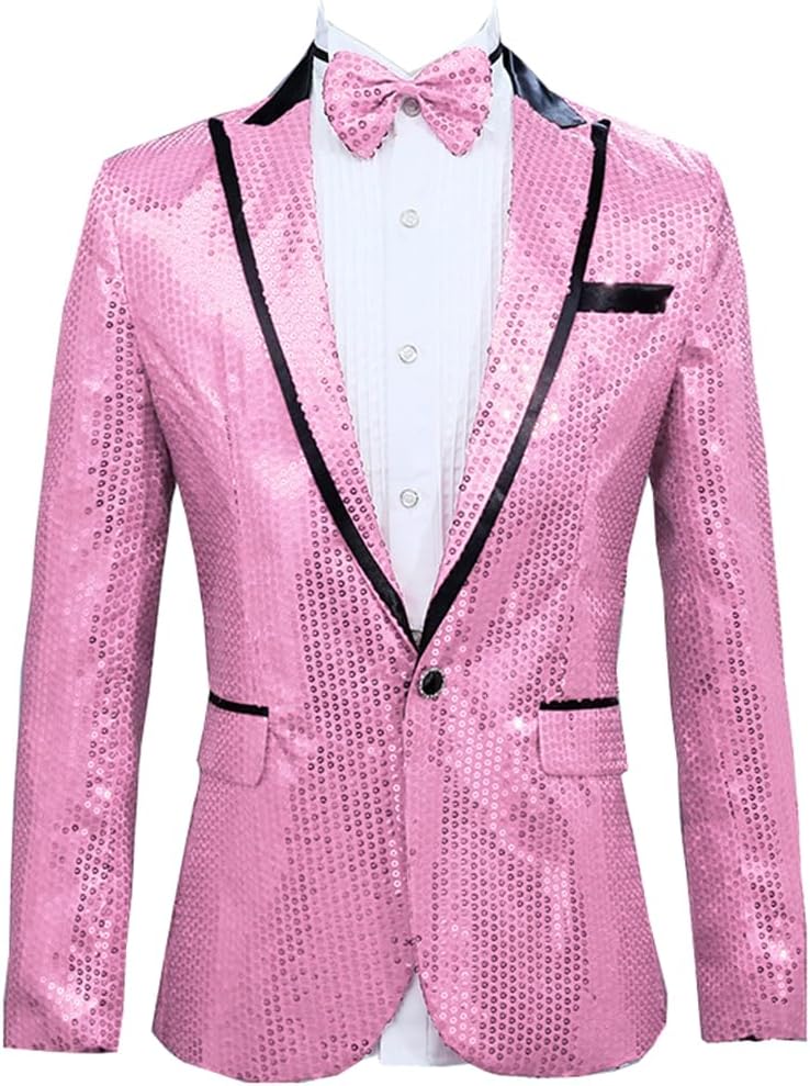 Mens Sequin Blazer Tuxedo Party Prom Wedding Tuxedo One Button Jacket