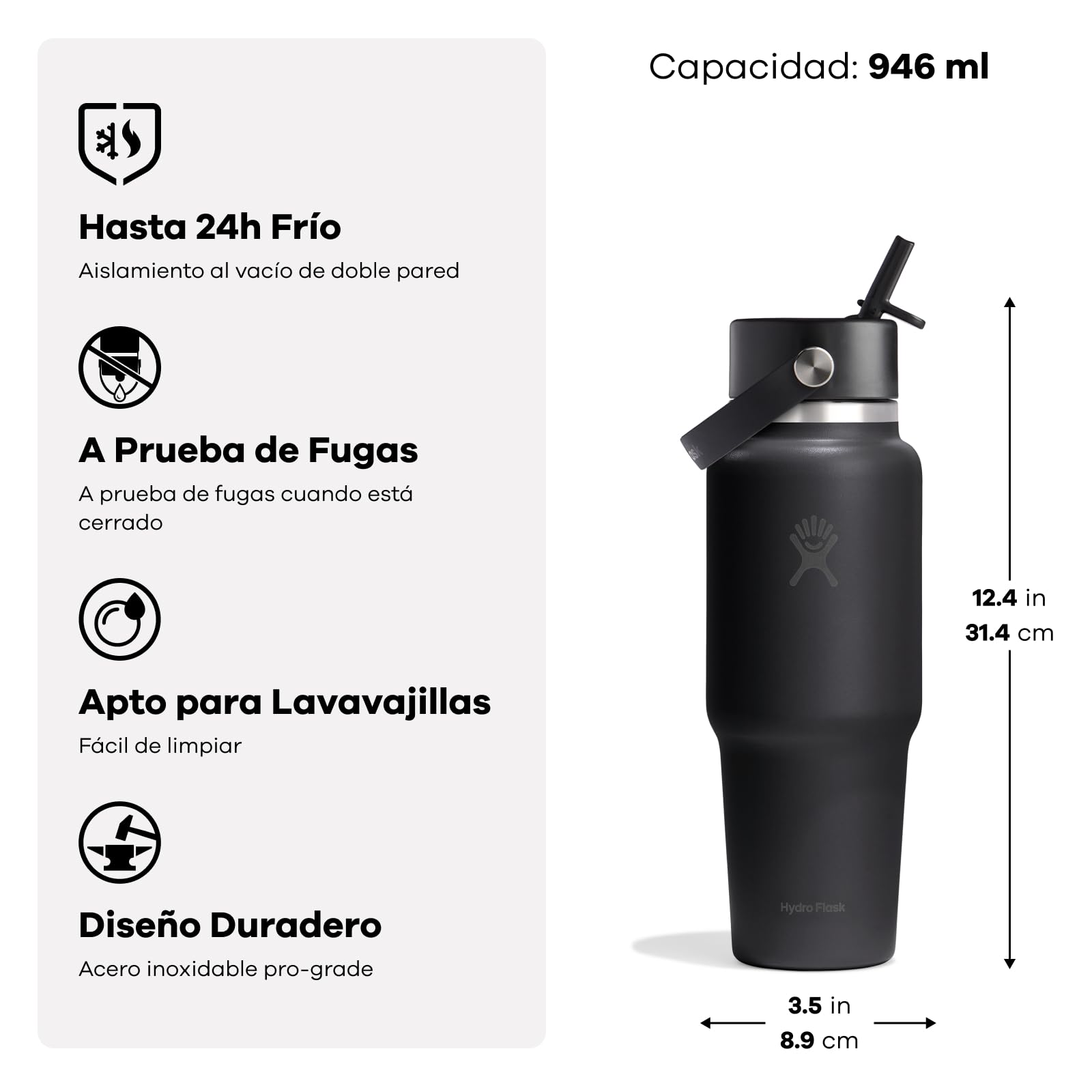 Hydro Flask – Wide Flex Straw Travel Bottle 946 ml (32 oz)