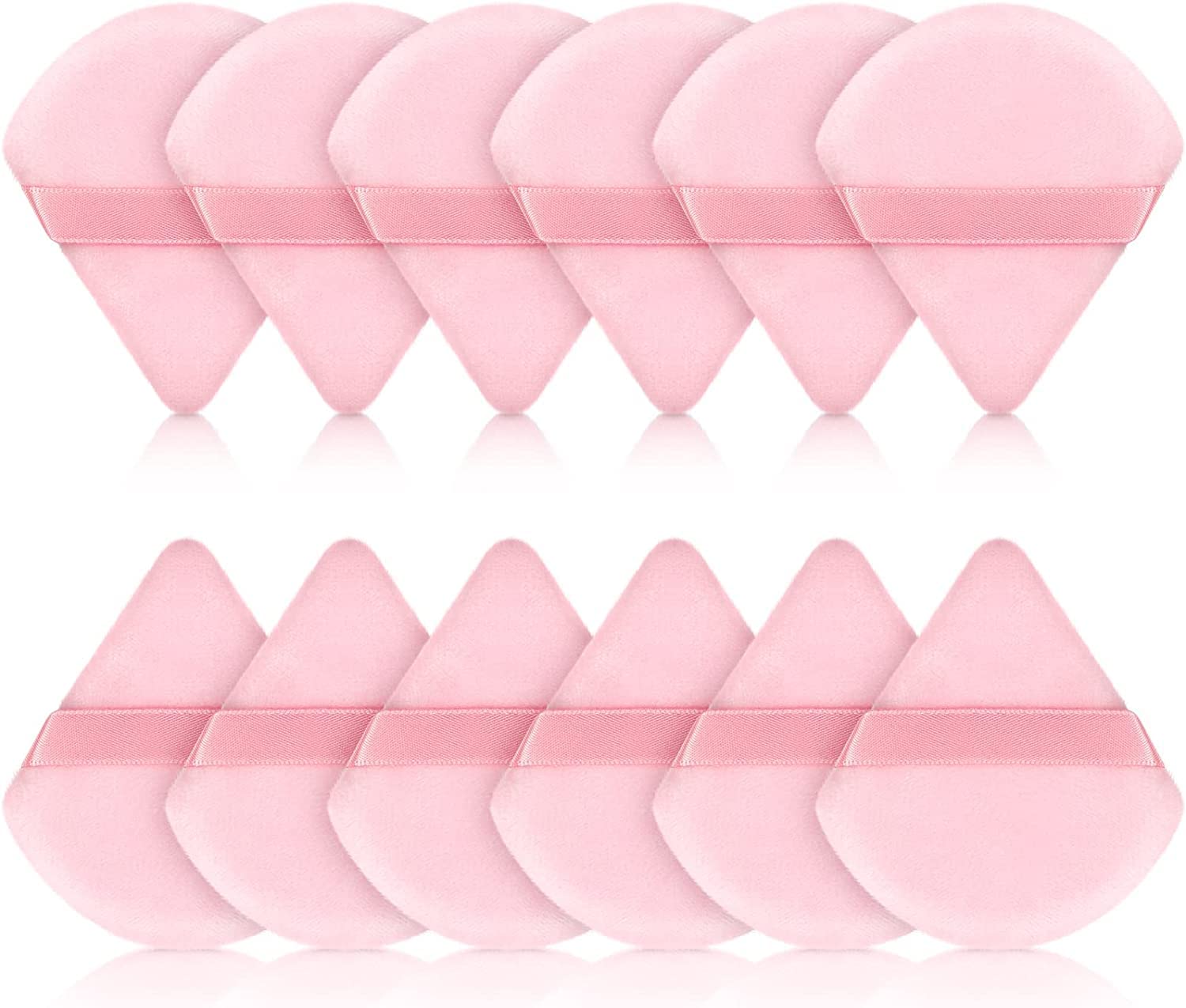 YHRYPowder Puff, 12 Pcs Face Triangle Puff, Beauty Make up Puff Triangle Face Powder Puff for Under Eye Makeup Applicator,Washable Reusable Foundation Sponge Mineral Powder Wet Dry Makeup Tool(Pink)